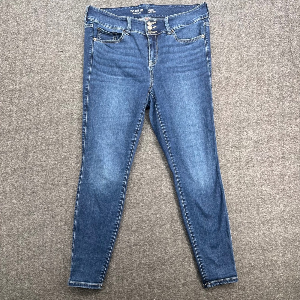 Torrid Super Soft Jeggings Womens 14R Medium Wash Triple Button Skinny Jeans